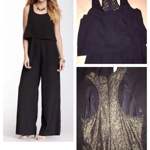 Flying Tomato BLK/GLD Jealous Lace Jumpsuit